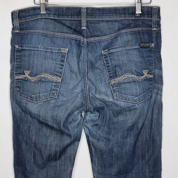 7 For All Mankind Slimmy 33 x 27 Dark Wash Blue Denim Jeans Men's - Picture 4 of 6